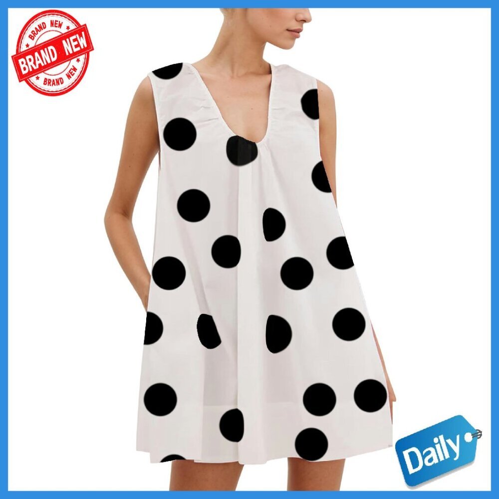 Sleeveless Babydoll Mini Dress with Pockets Ruched Bubble Summer